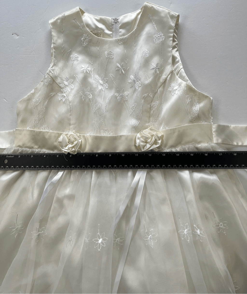 Jessica McClintock Girls Millennium 2000 Ivory Floral Formal Dress Size 16 VTG