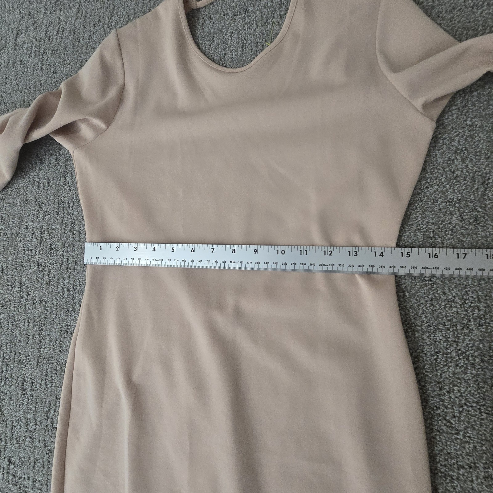 ZARA Nude Open Back Fitted Stretch Midi Dress NWT Womens L