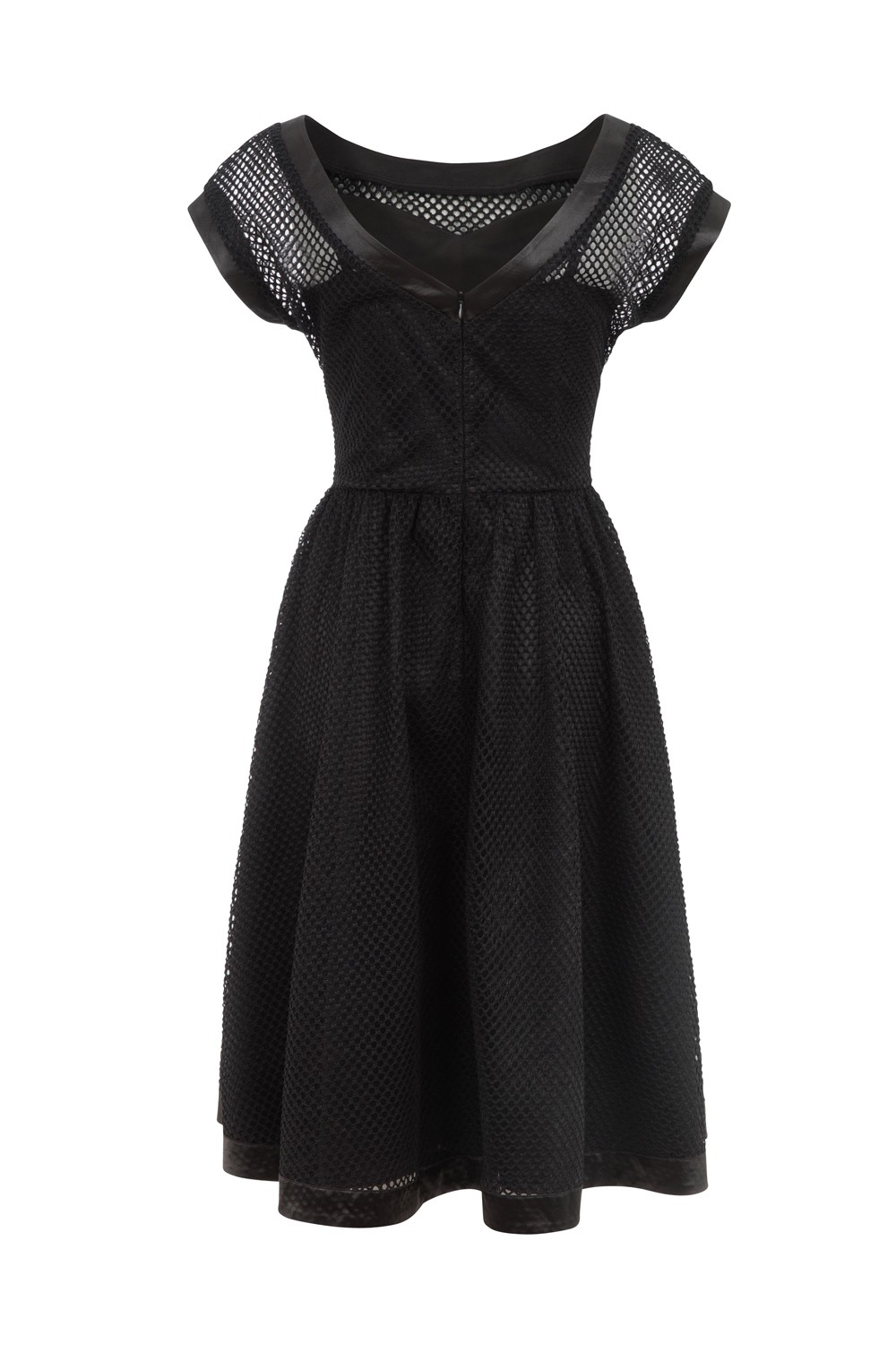 VOODOO VIXEN RETRO PIN UP GOTHIC SEXY NET RAYE MESH FLARE BLACK DRESS DRA8172