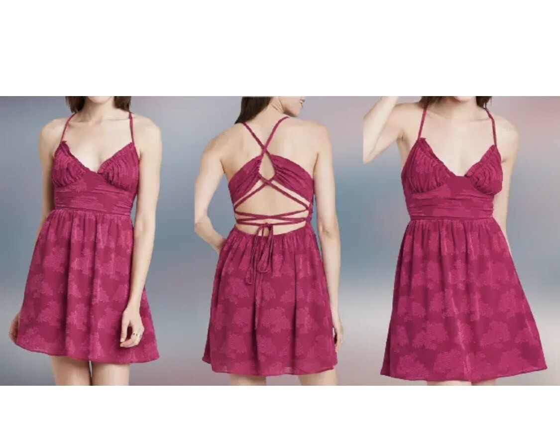 Wild Fable ~ Women’s Small Sleeveless Open Back Ruched TextureDress ~ Rose