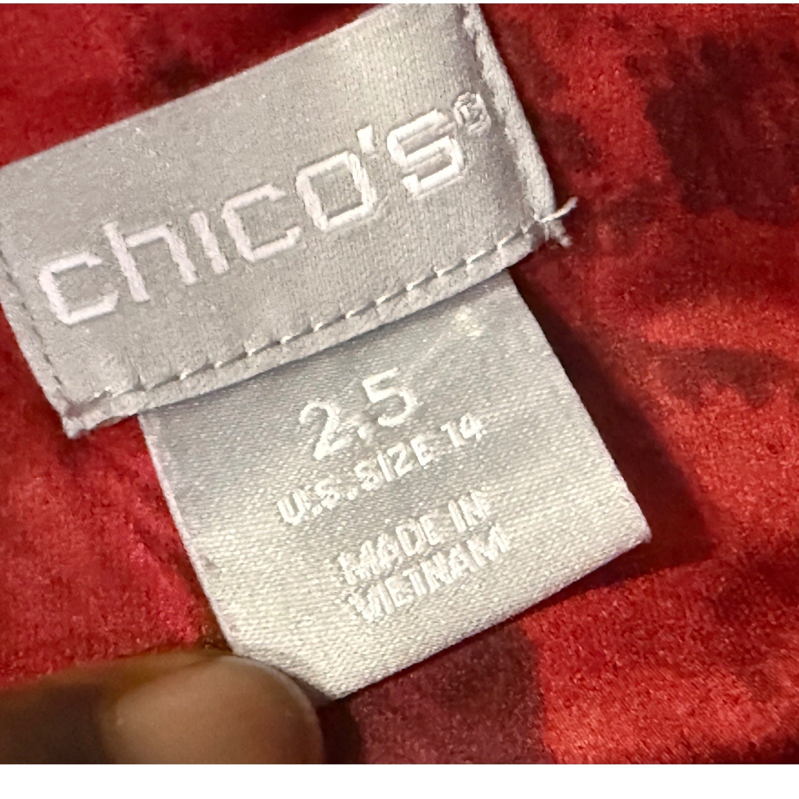 Chico’s Red Abstract Print Button Down Maxi Shirt Dress Smocked Cuff Size 2.5 14