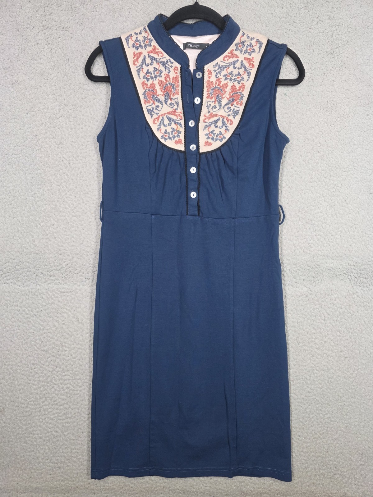 Retro Style Western Dress M Medium Rockabilly Sleeveless Navy Blue Cowgirl