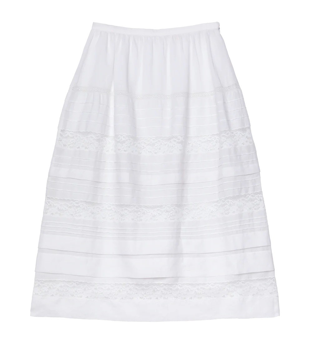 Doen Lace embroidery half skirt long skirt ruffle edge short sleeved shirt