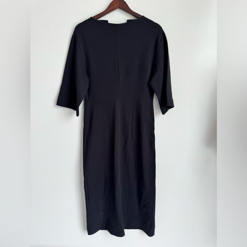 COS Midi Black V Neck Aline Pencil Dress Women XS NEW Classic Minimalist