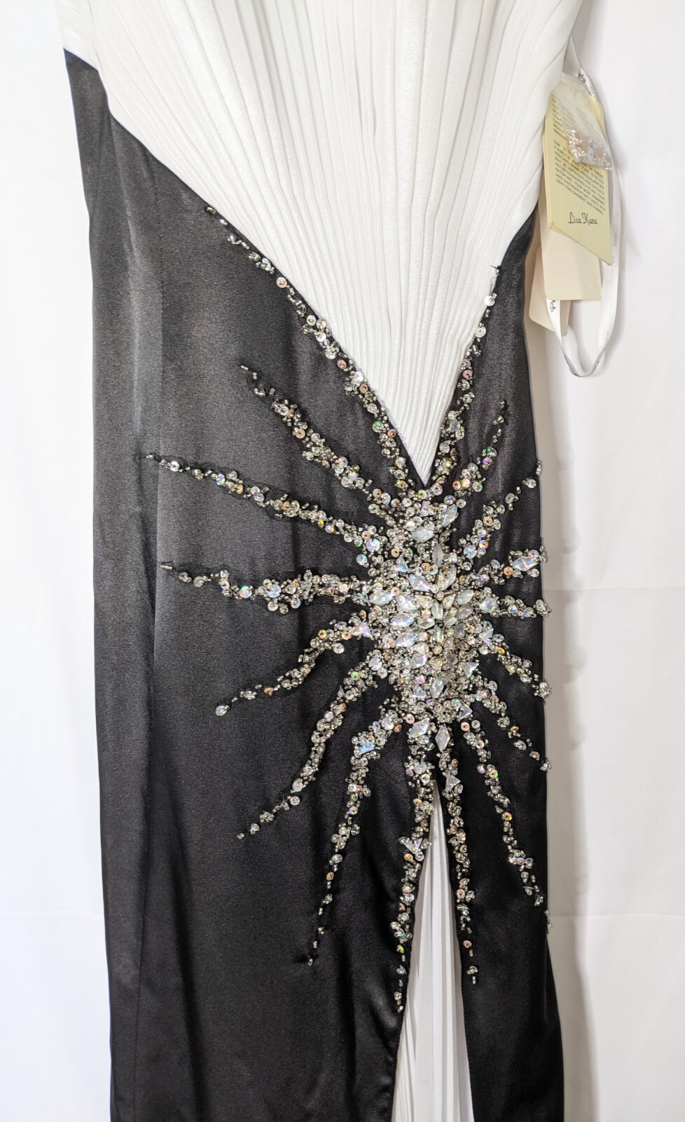 PARTYTIME Black & White Strappy Prom Formal Pageant Gown Beaded Sequins Sz 6 NWT