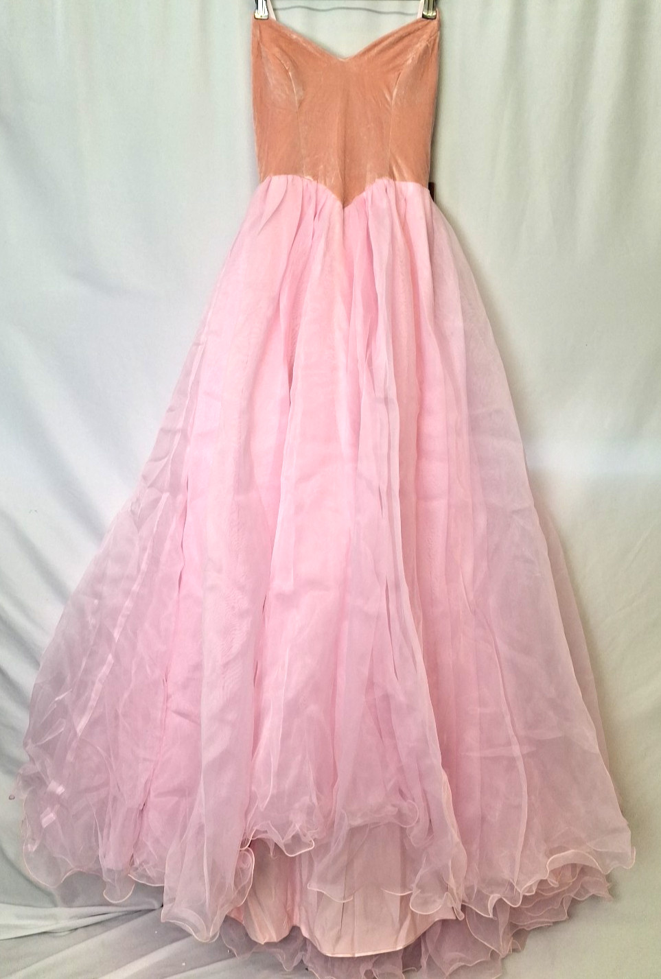 Stacee Prom Gown Dress Pink Peach Princess Strapless Women’s UK4 Teen NWT C6184