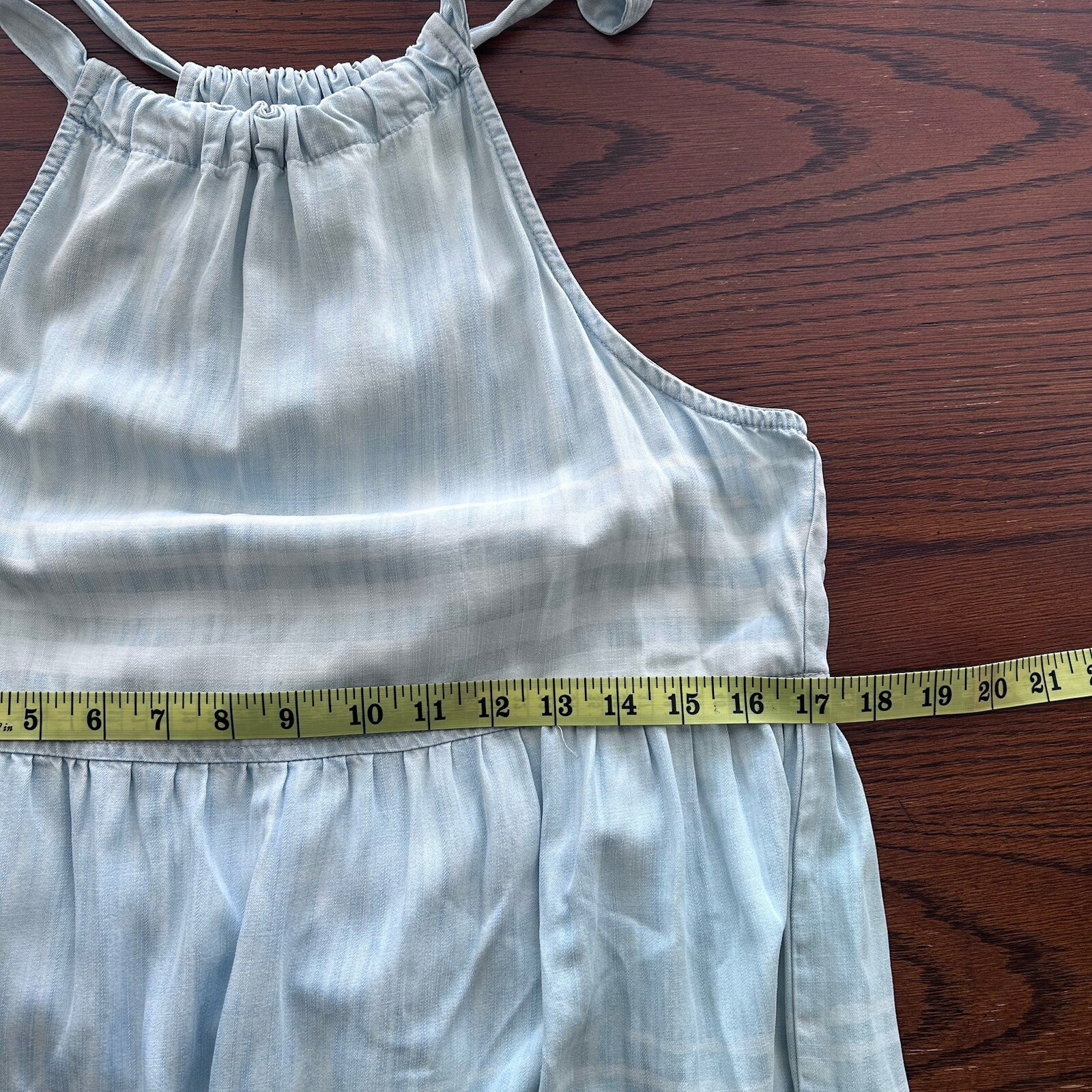 Bella Dahl Small Tiered Halter Midi Dress Amalfi Stripe Light Blue Summer