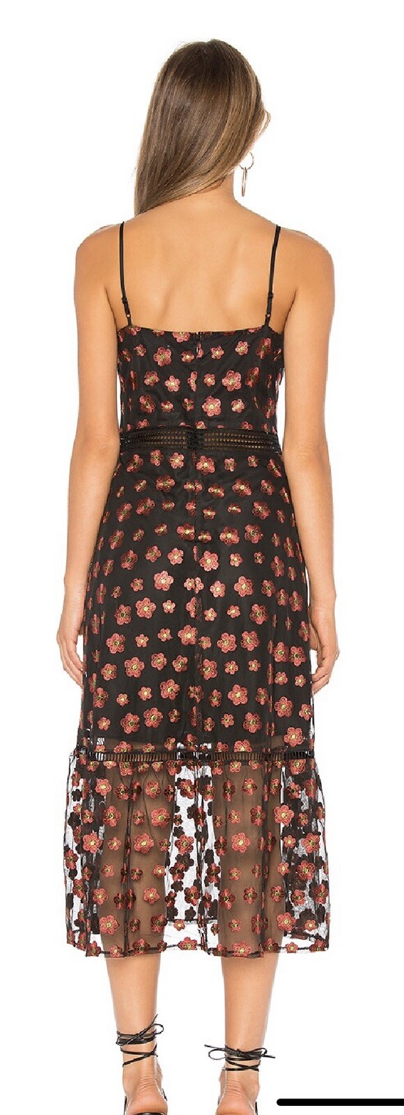 NEW Jack BB Dakota Size 6 Maxi Dress Floral Black Sheer Red Festival Adjustable