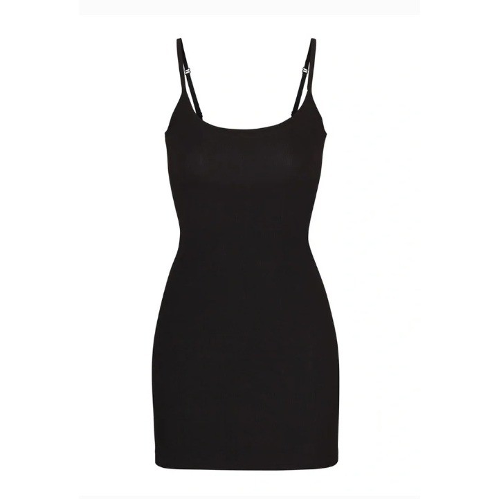 Skims Sheer Modal Cami Mini Dress Onyx Black XS DR-DRS-6142W Bodycon Loungewear