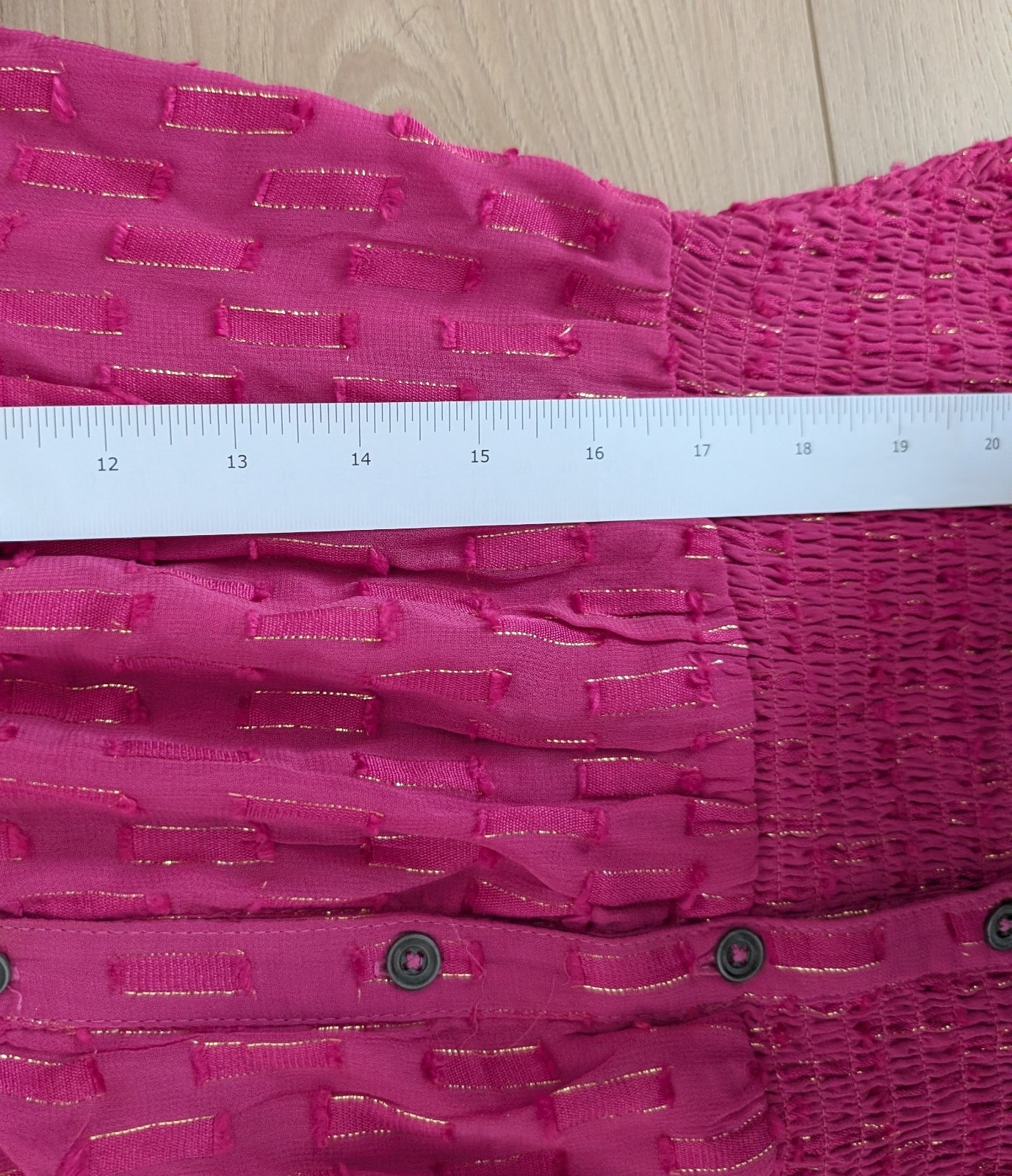 Anthropologie Smocked Long Sleeved Ruched Maxi Dress in Fuchsia Pink Size XS