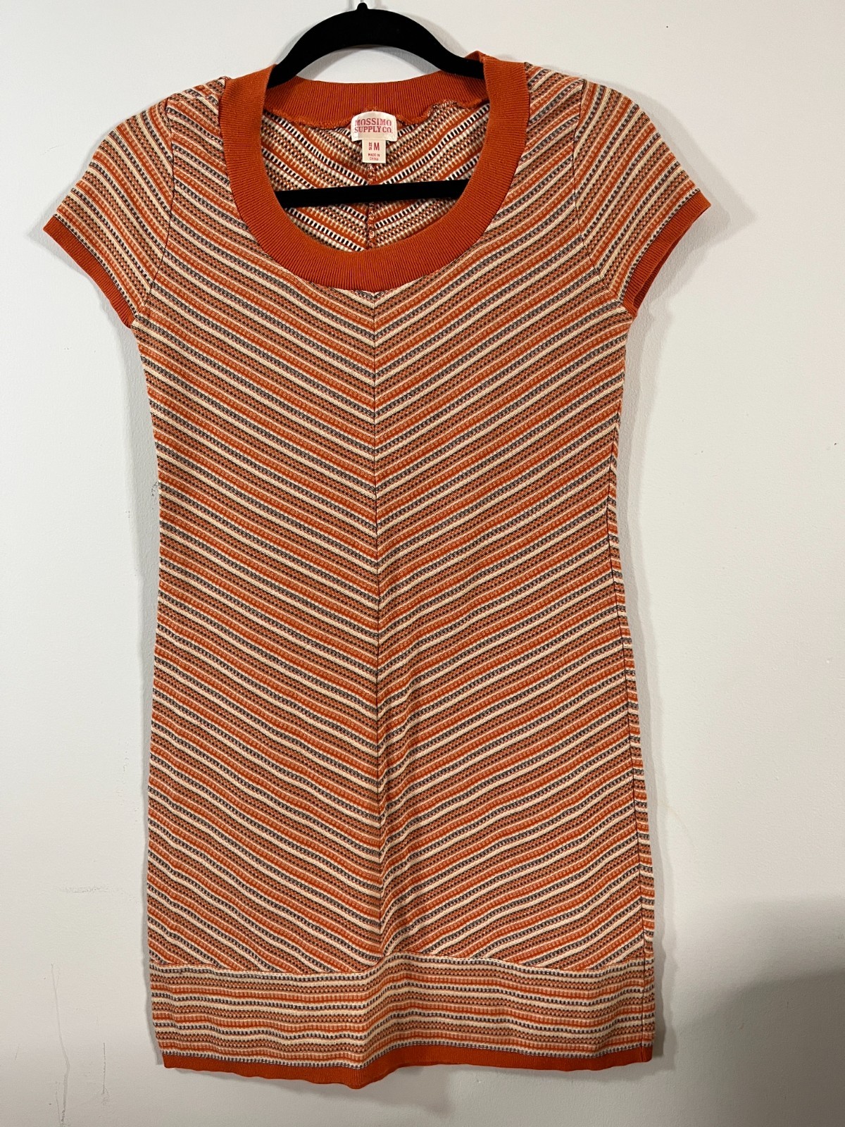 Mossimo Supply CO. Hippie Scoop Neck Striped Short Sleeve Knit Sweater Dress M