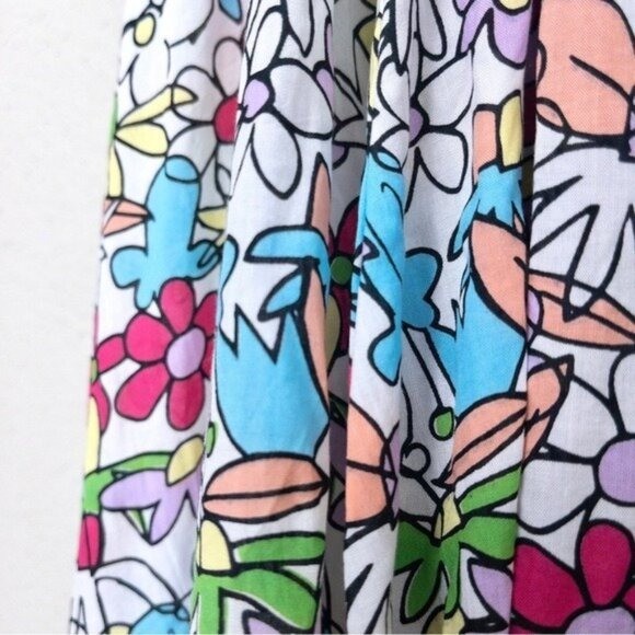 S/W/F Apron Maxi Dress S Lush Floss Multicolor Floral Square Neck Boho Tropical