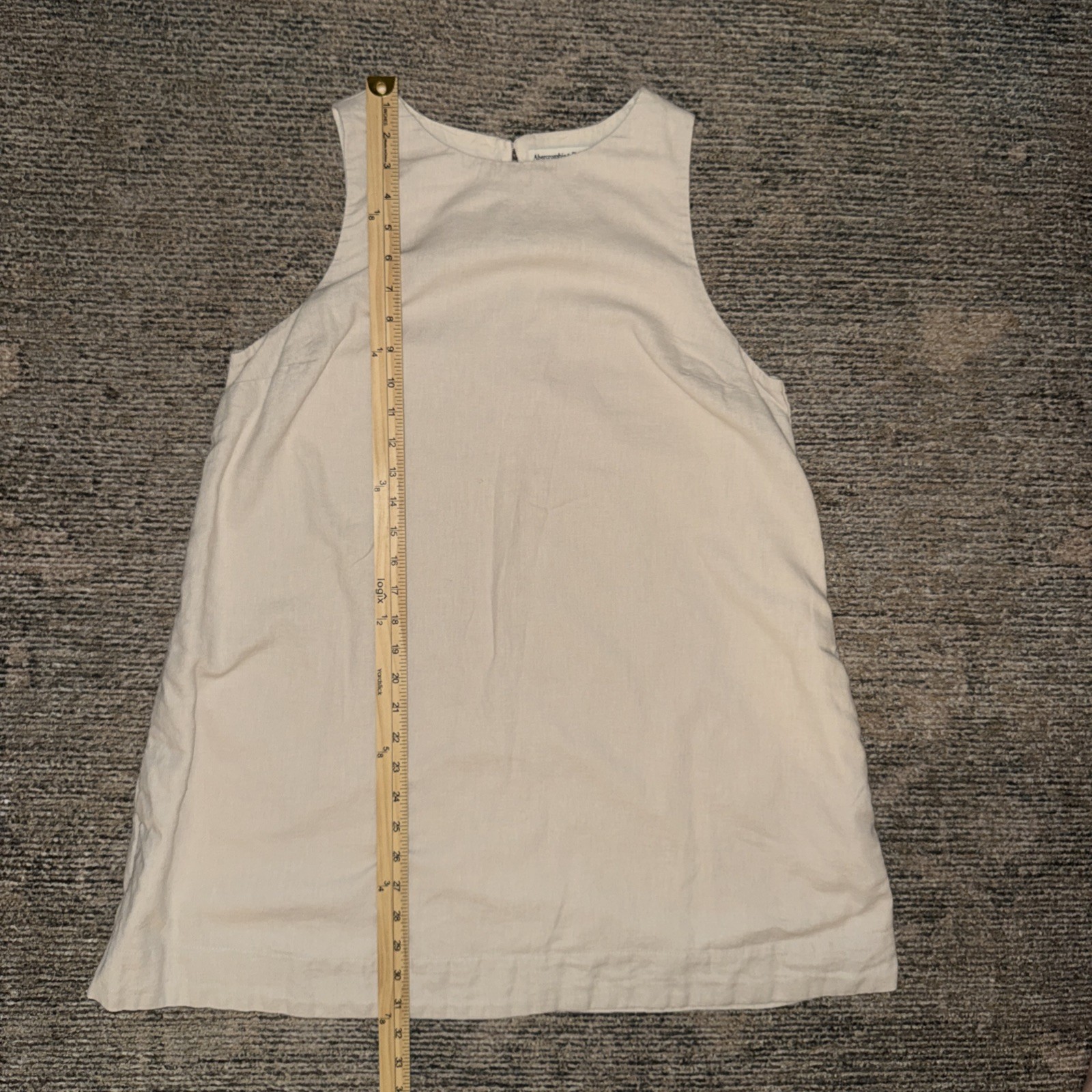 Abercrombie High Neck Linen Shift Dress Beige Summer Capsule Minimalist PL