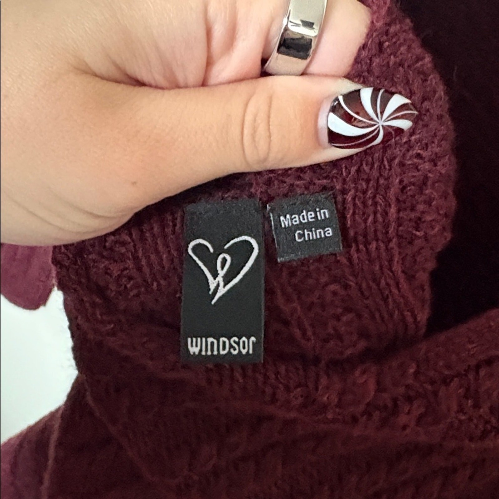 Windsor Burgundy Cable Knit Open Back Sweater Dress Size L