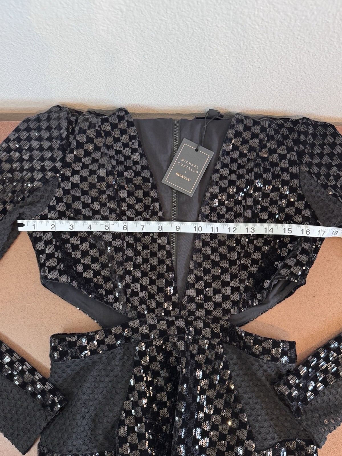 Michael Costello X Revolve Elise Mini Dress Black Sequin Cut Out Medium NWT