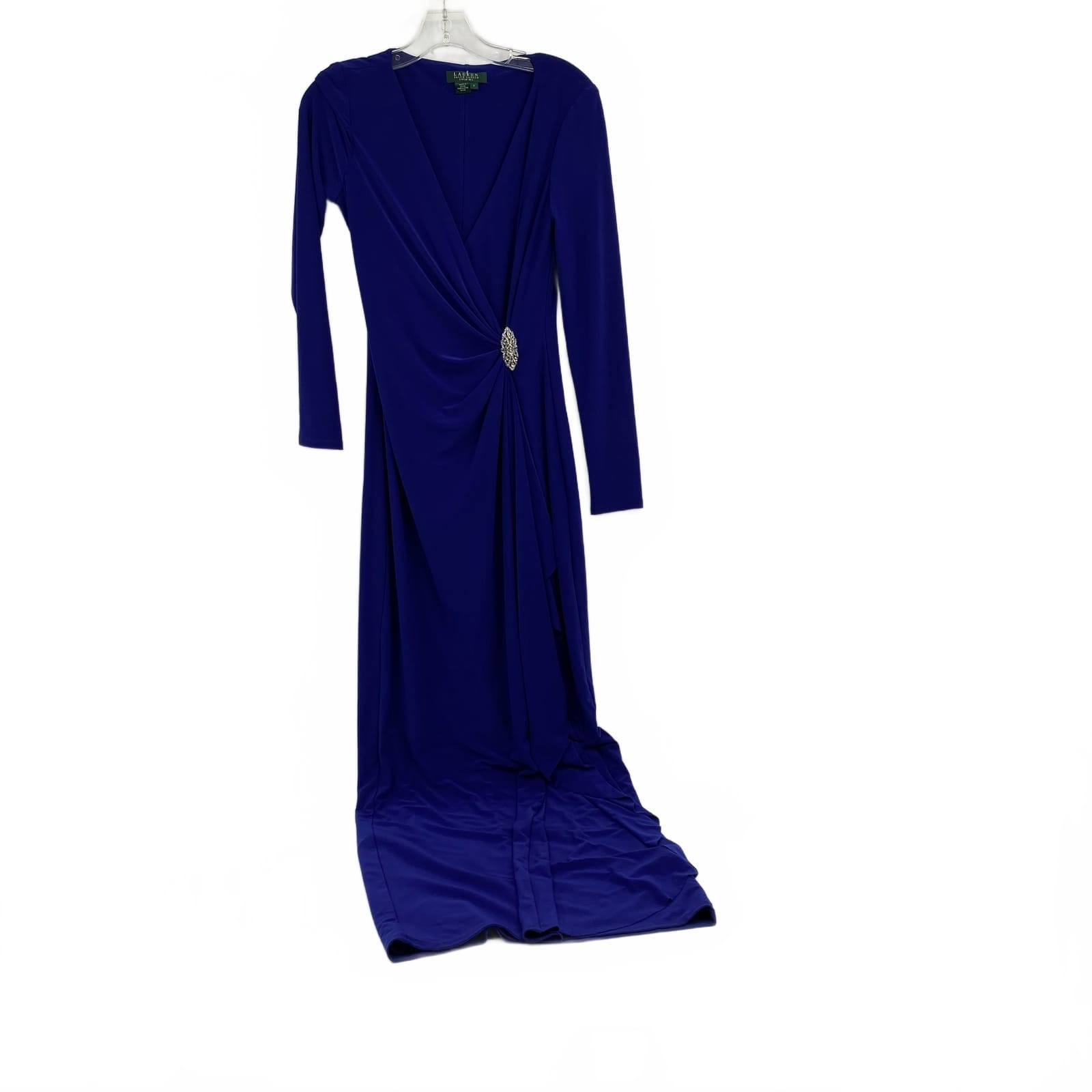 Ralph Lauren Blue Maxi Dress | Long Synthetic Knit Dress, Size Regular 4
