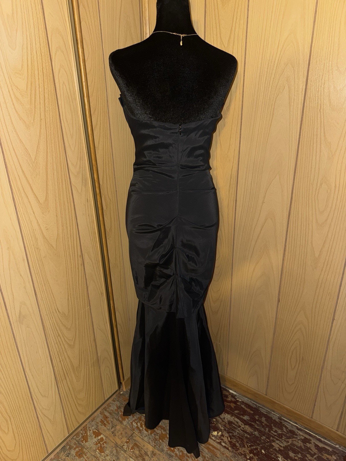 Cache Black Satin Mermaid Gown | Strapless Formal Dress | Vintage Y2K Glam