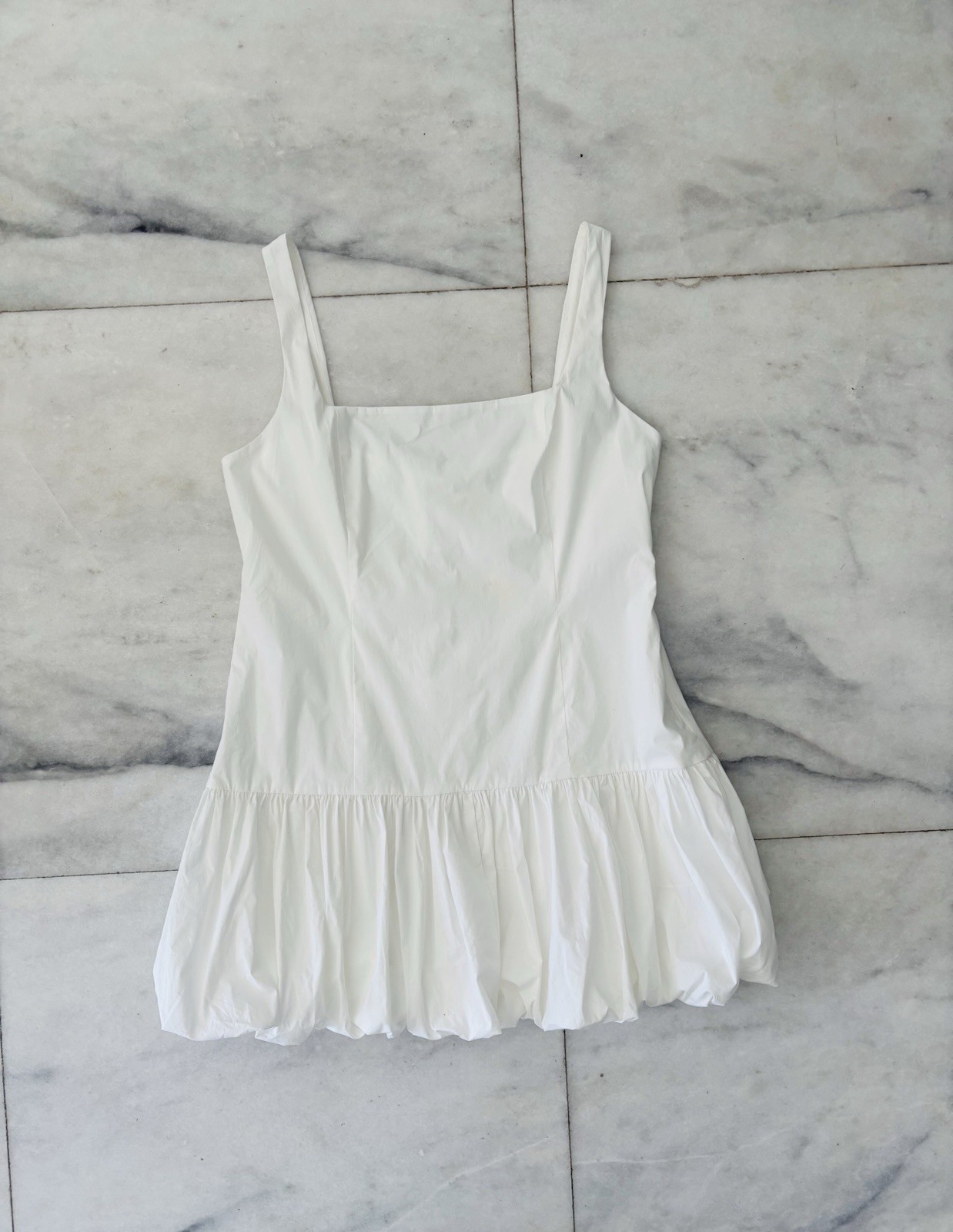 Peppermayo Lexy Mini Dress Ivory Bubble Hem Lace Up Cotton Blend Women US 14 NWT