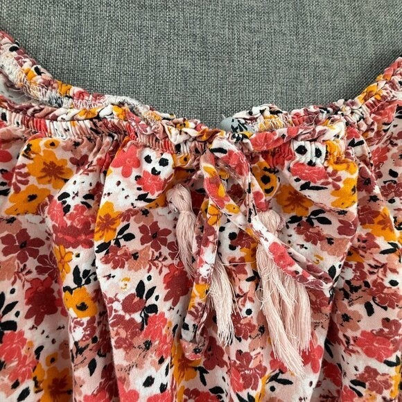 J For Justify Smocked Mini Dress Floral Small rayon Boho Off Shoulder Half Sleev