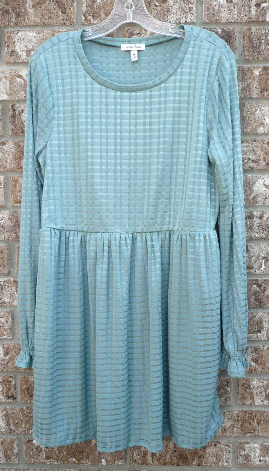 Speechless Green Size XL Fit & Flare Dress Long Sleeve Stretchy Ruffled Cuff