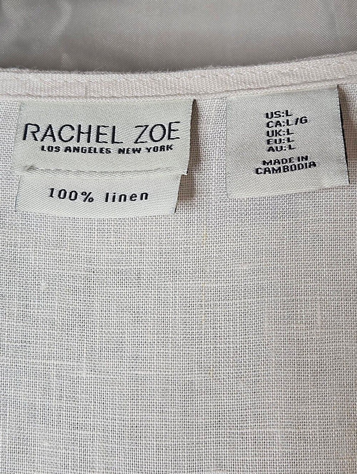 Rachel Zoe Light Coral Beige Linen Button Front Belted Coastal Chic Midi Dress