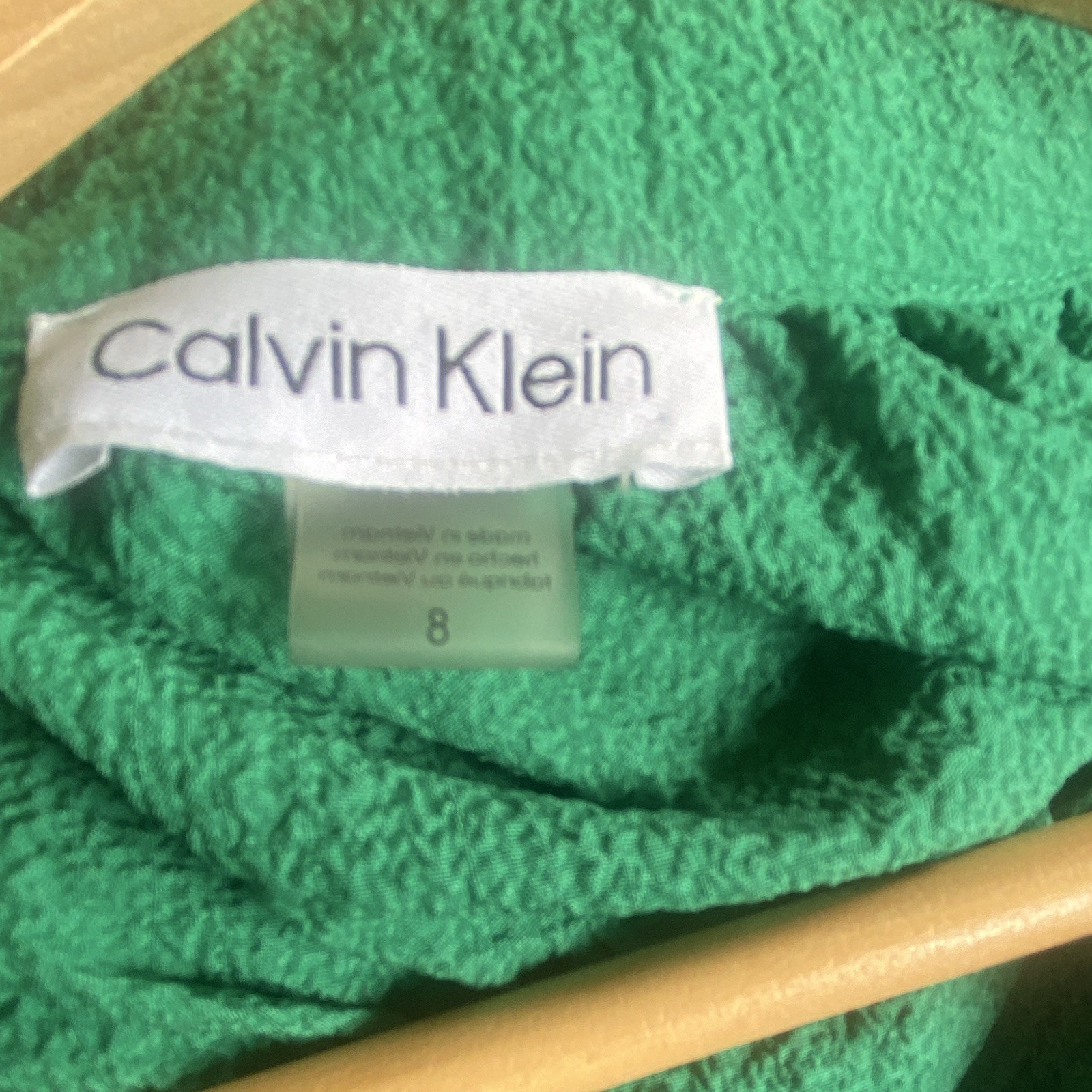Calvin Klein Womens Green V-Neck Sleeveless Textured Tiered Maxi Dress Size 8
