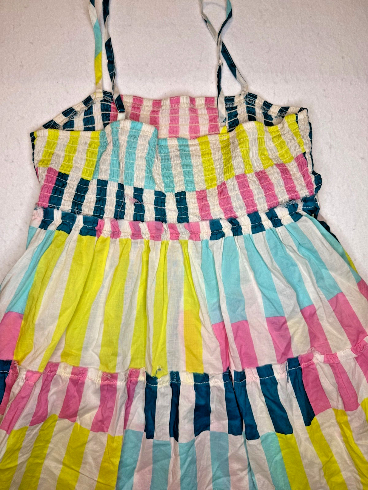 Torrid Tiered Smocked SunDress Size 2 Multicolor Rainbow Striped Cotton Resort