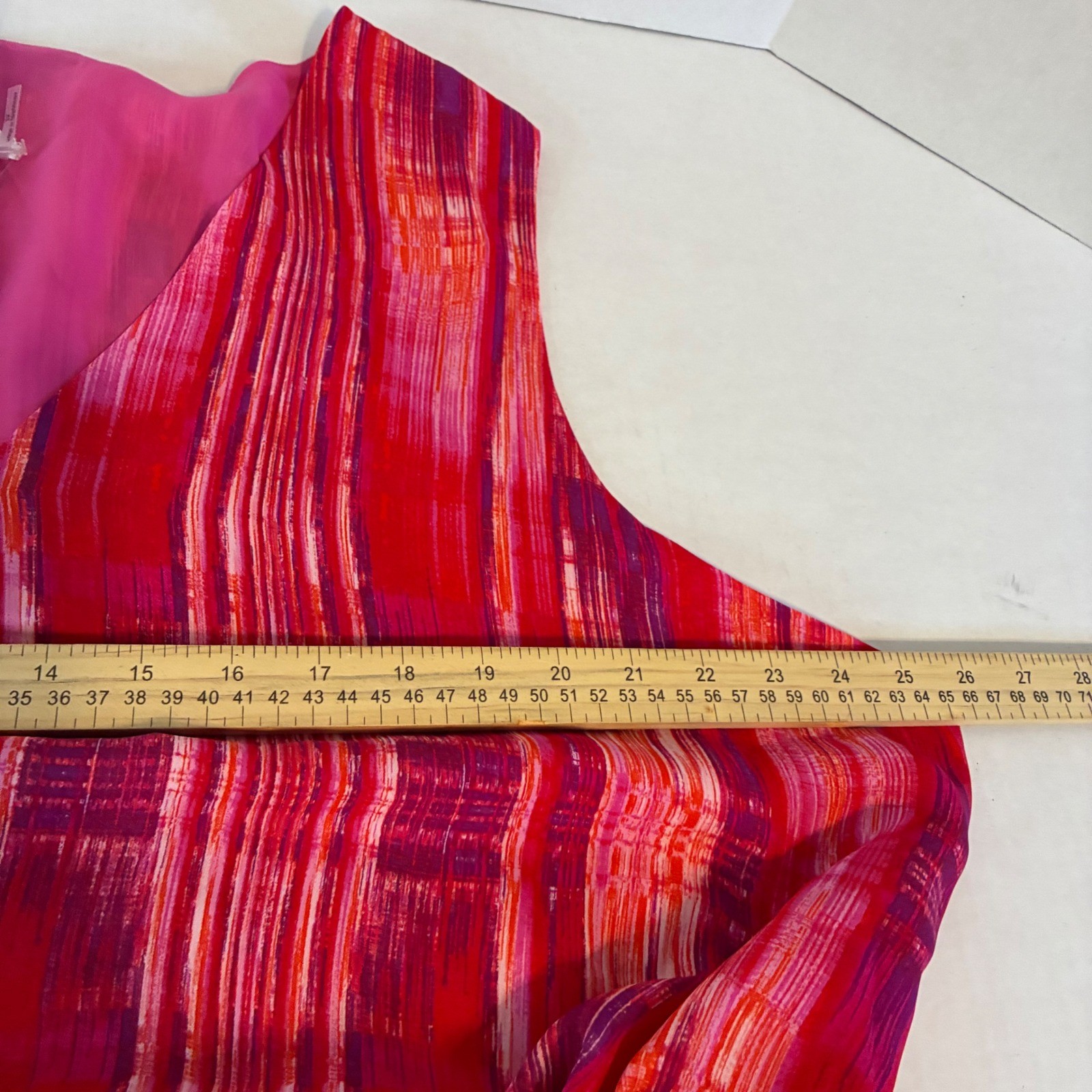 N Natori Illusions Abstract V-Neck Maxi Dress Pink Purple Red 2X GN3351 NEW