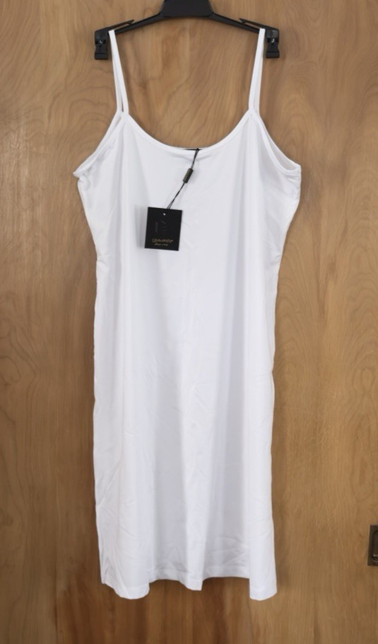 Lineatre Women’s Italian Cami Slip Tank Dress White Size M Stretch NWT