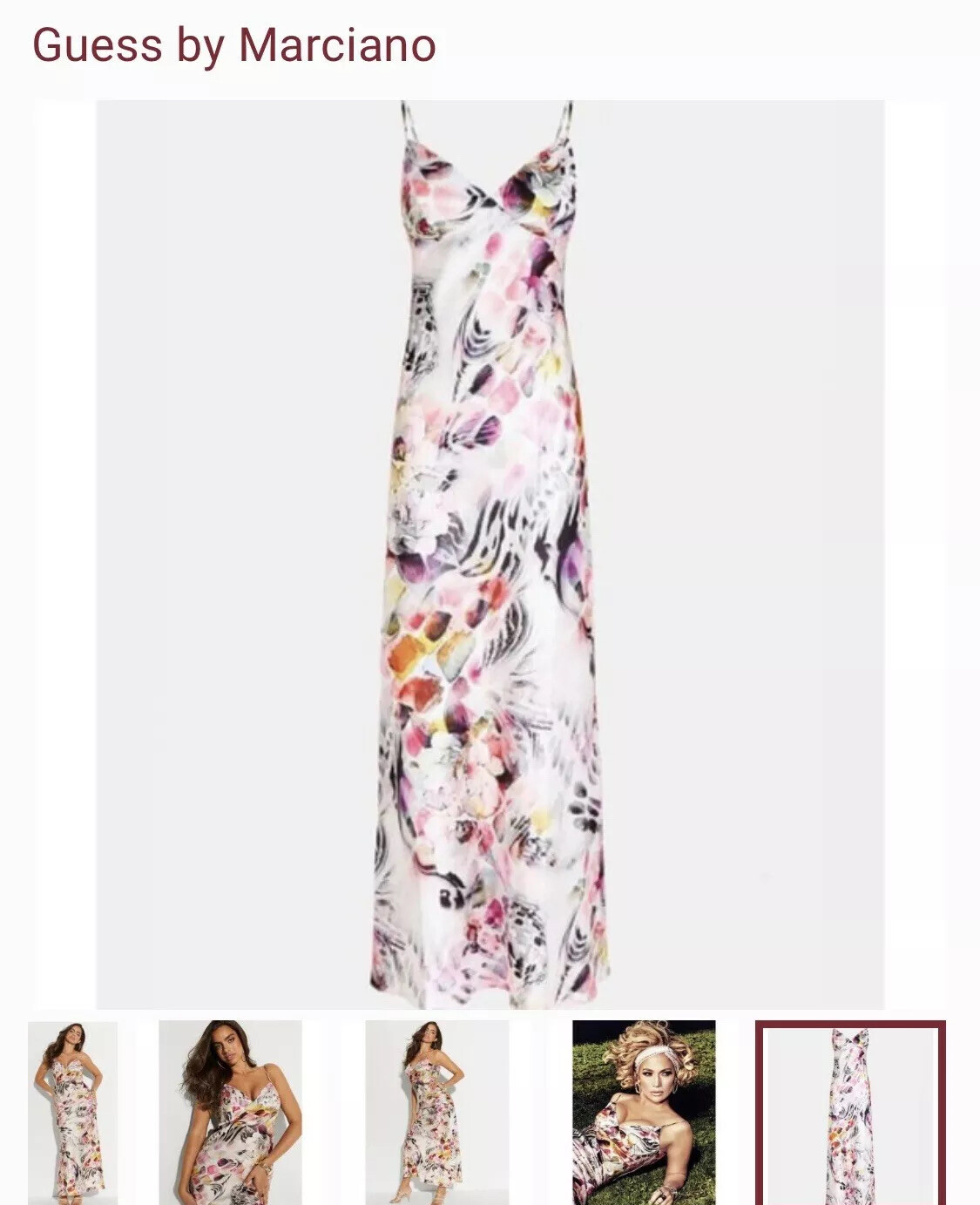£270 MARCIANO by GUESS Jennifer Lopez Maxi Floral Slip Dress XL 14 16 Cowl Back