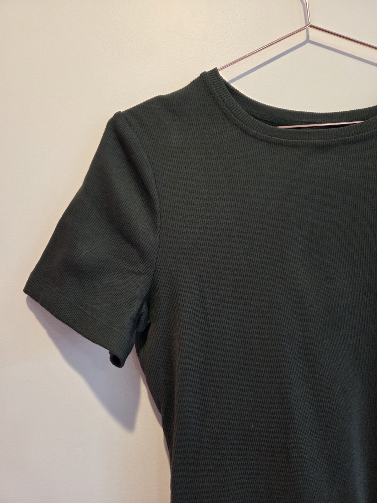 FOREVER NEW Size M Green Jersey Knit Short Sleeve Gathered Side Mini Dress