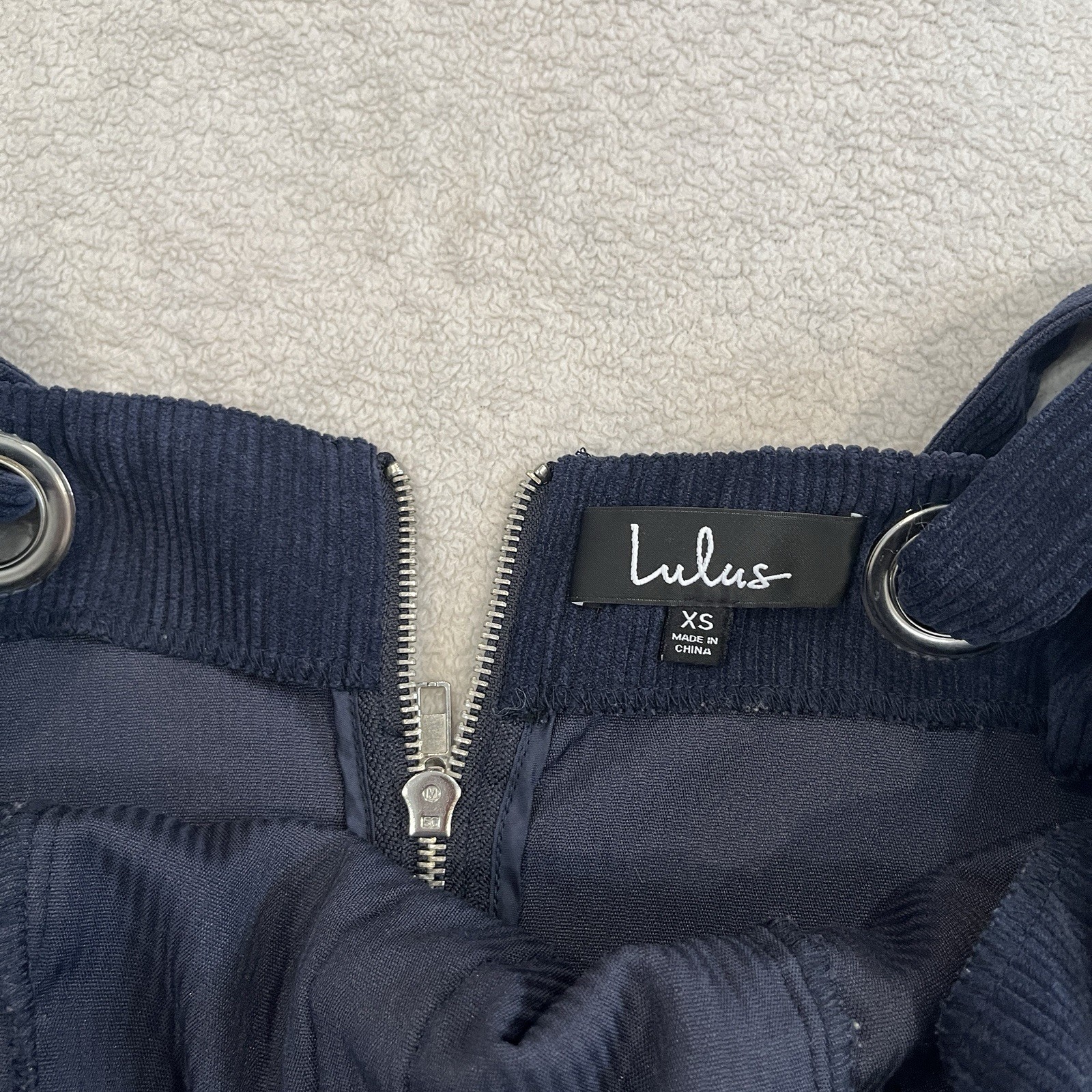 Lulus Womens XS Button Front Corduroy Mini Dress Sweet Contentment Blue Short