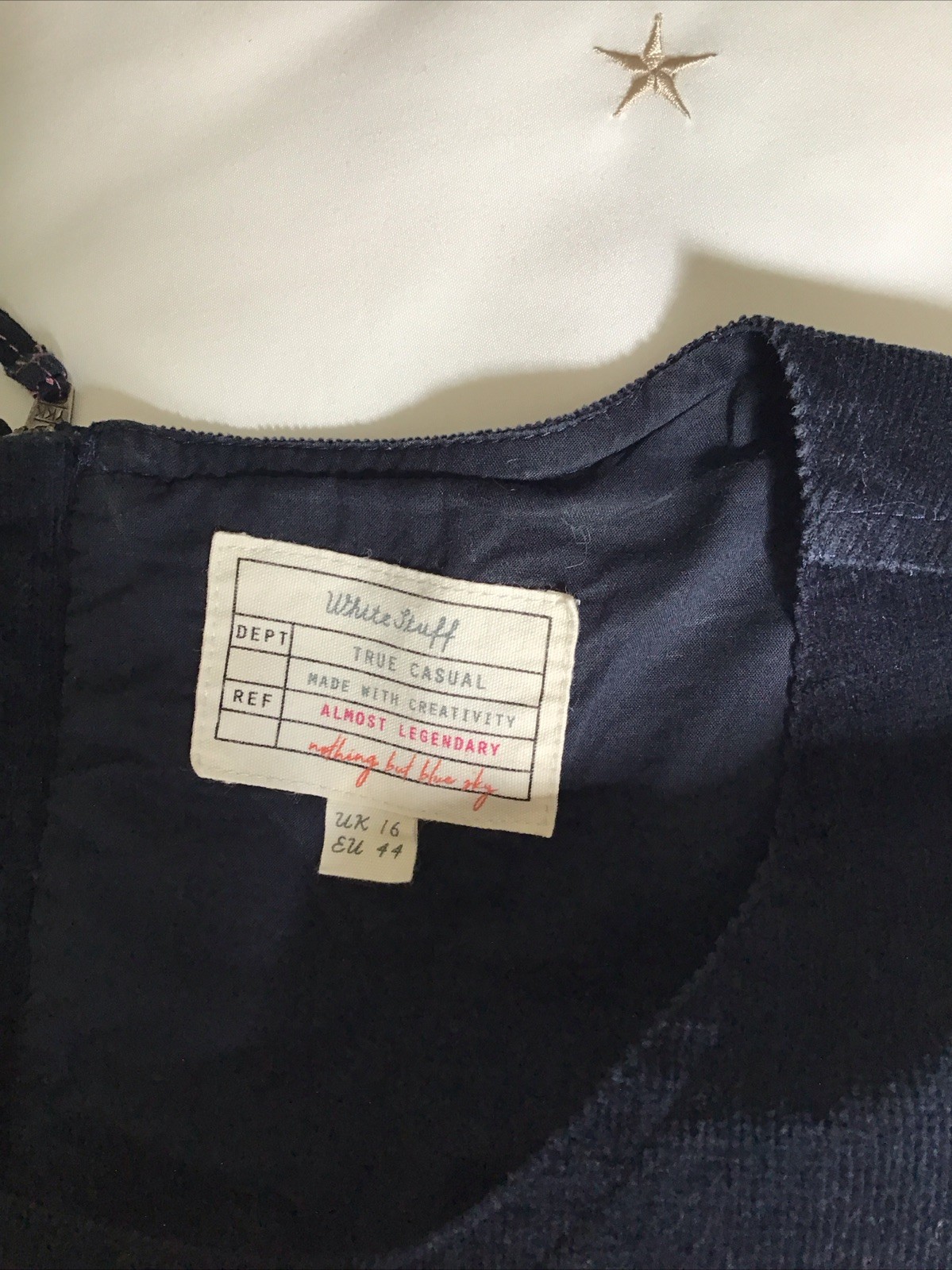 White Stuff Navy Needle Cord Pinafore Dress 16