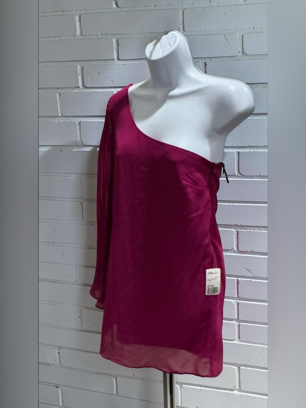 Forever 21 Magenta One-Shoulder Satin Mini Dress