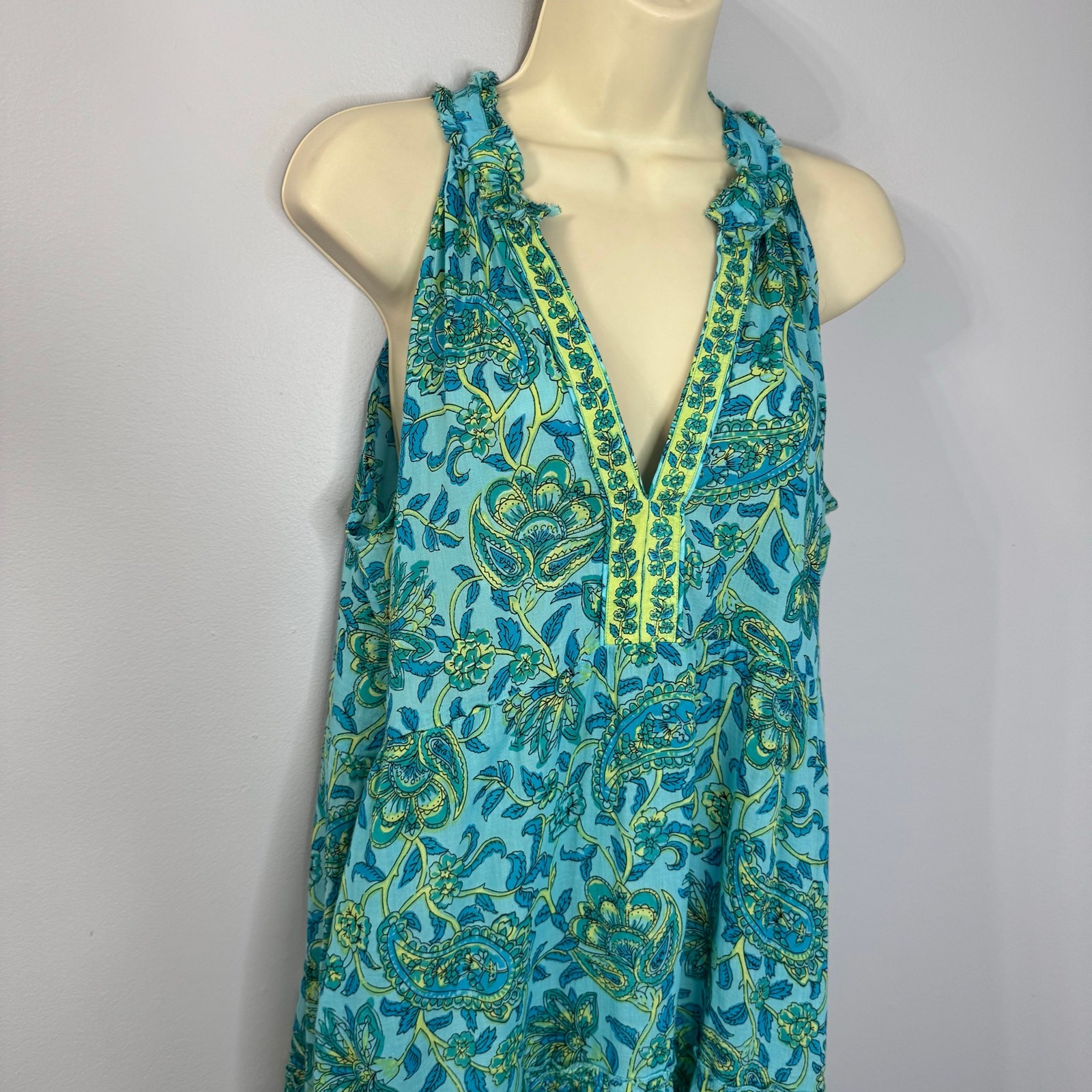 Lola Australia Teal Blue Sleeveless Midi Dress Pullover Beach Vacation Relax