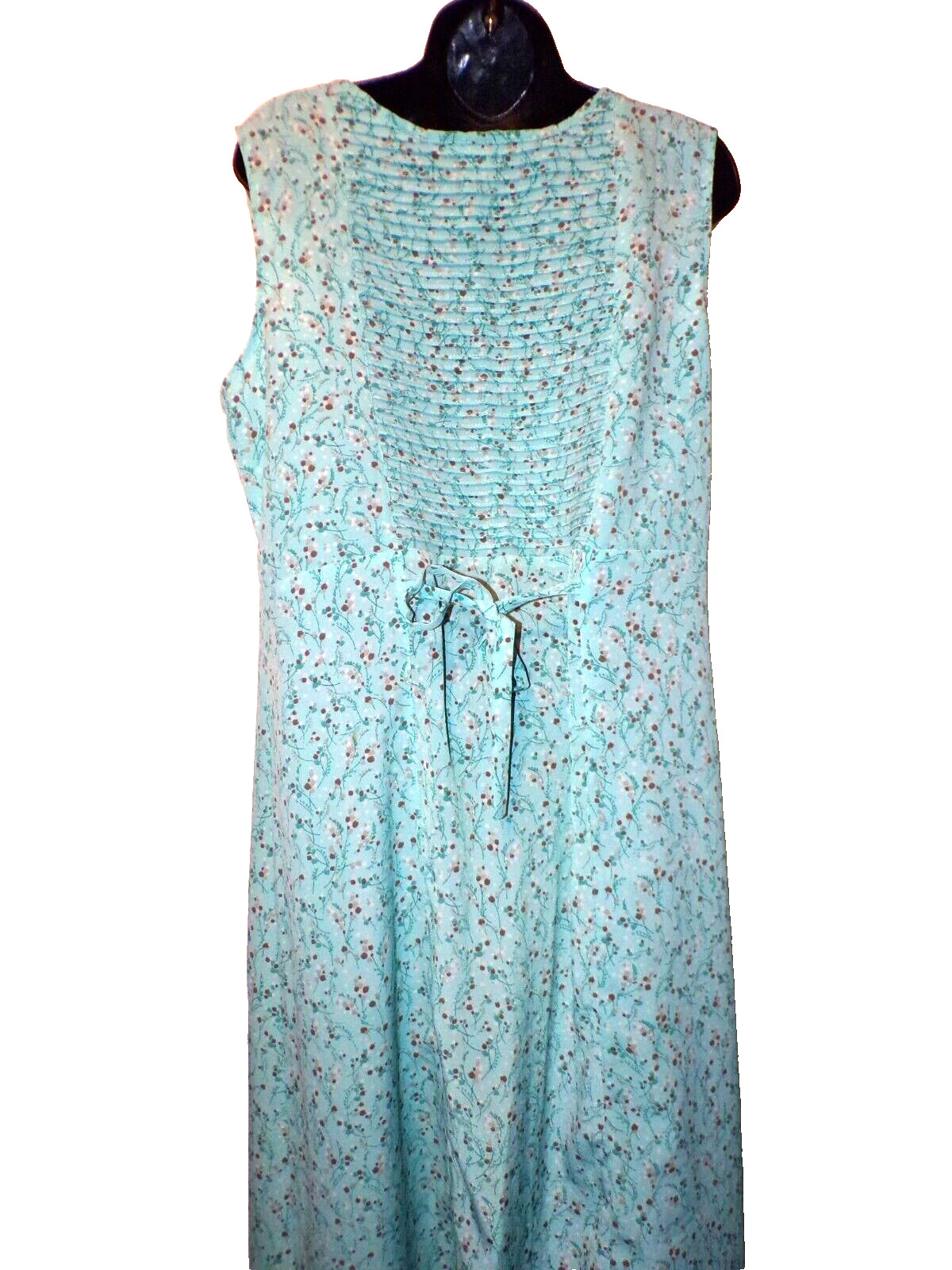 Christopher & Banks pintuck Women water-color light blue button Dress Sz 16 LB2