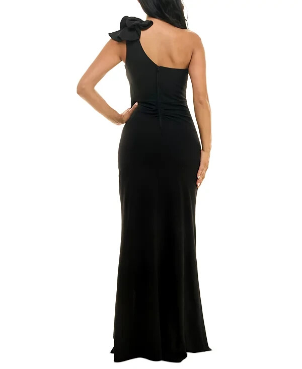 $79 Emerald Sundae Juniors’ Ruffled One-Shoulder Gown | Black | 2XSmall