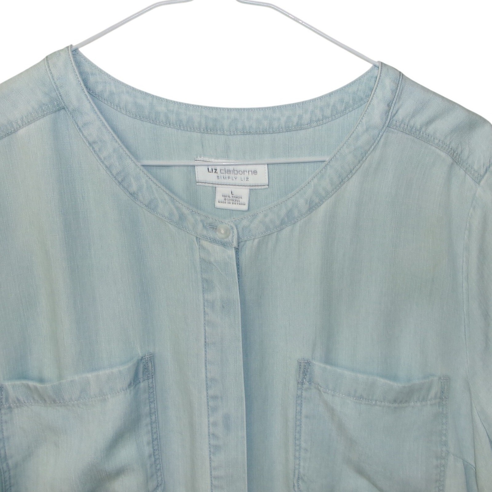 Liz Claiborne Simply Liz Light Blue Tencel Lyocell Shirt Dress Large NWT