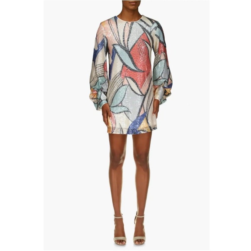 NEW! One33 Social Sequin Print Long Sleeve Cocktail Minidress in MULTICOLOR (4)