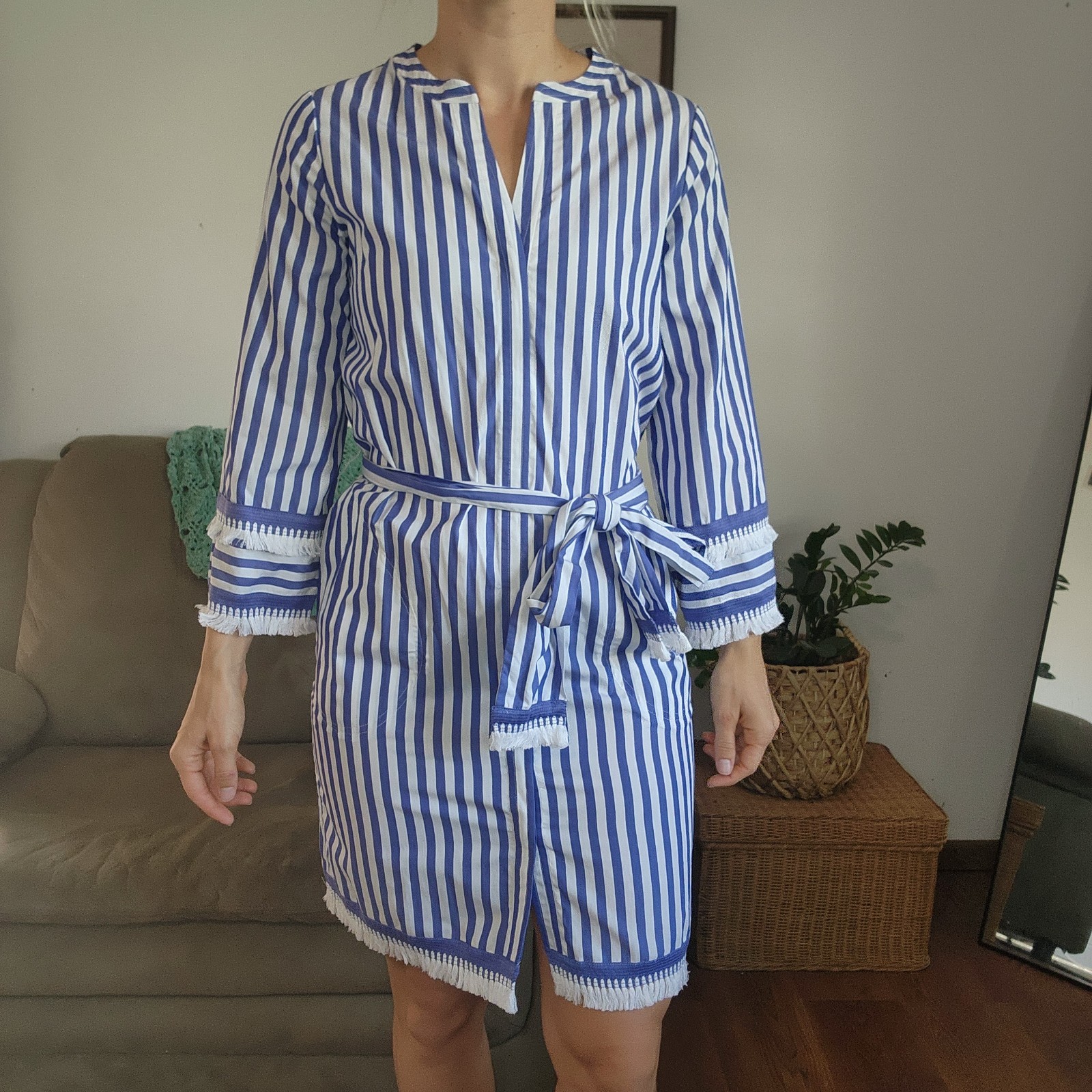 J Crew Striped Cotton Mini Dress Size 4 NWT