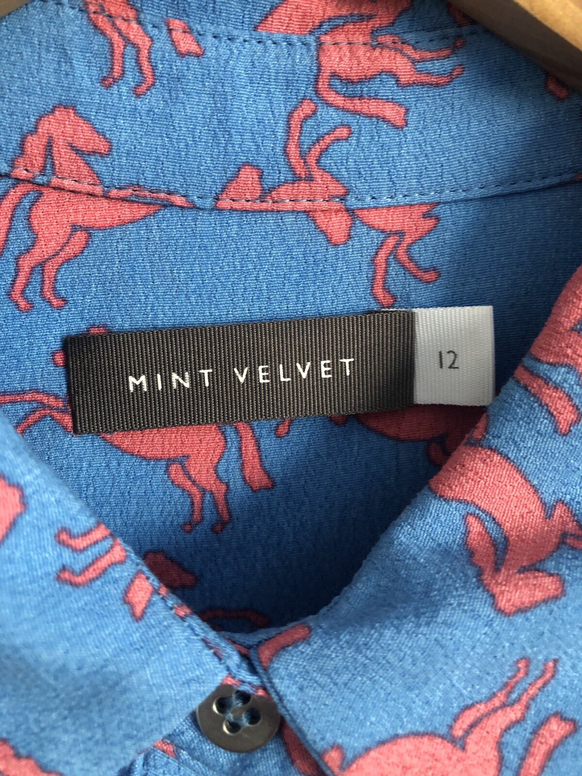 Mint Velvet Gorgeous Blue Horse Print Dress Size 12 WORN ONCE