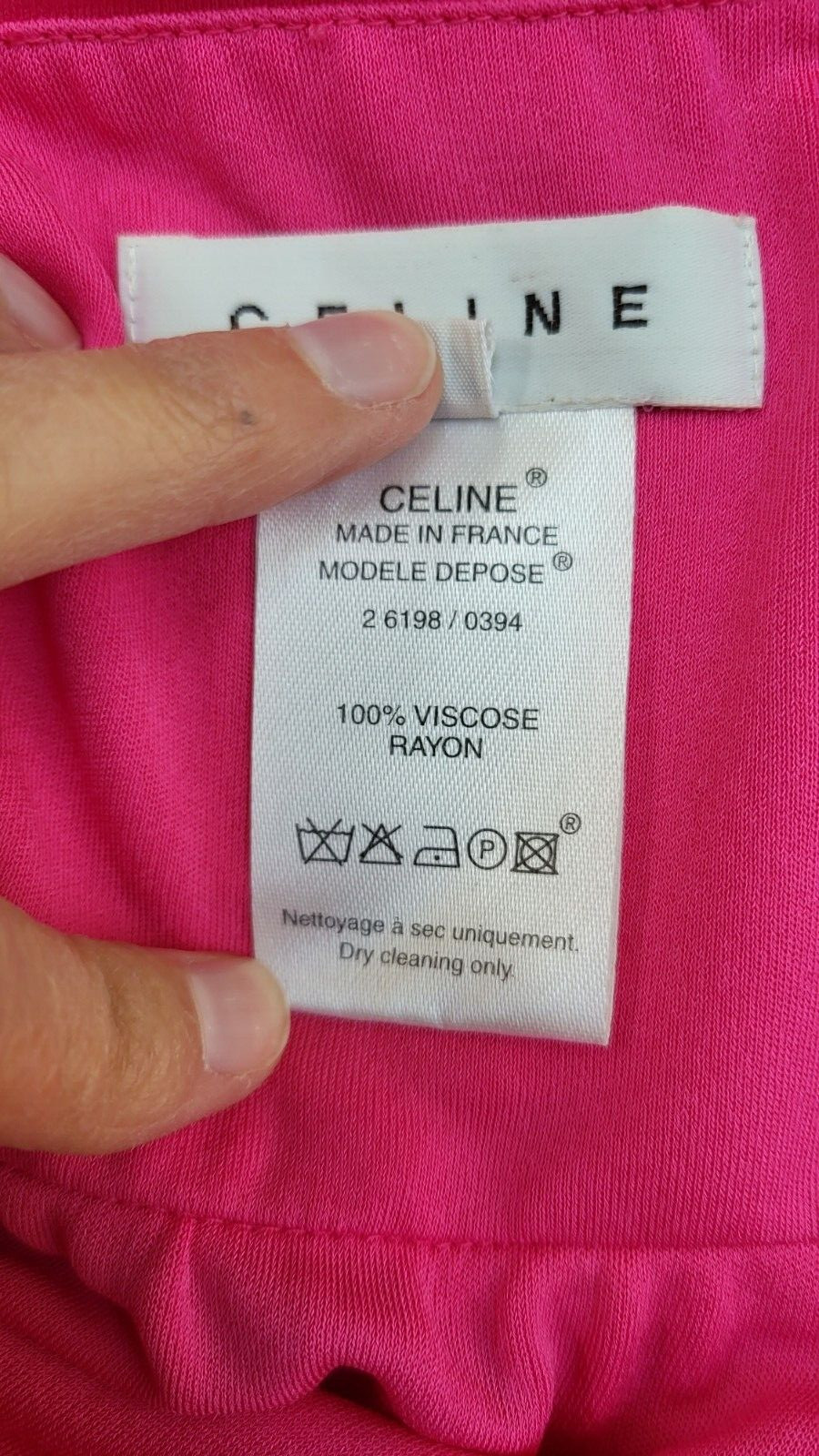 CELINE Pink Viscose Jersey Knit Plunging Neckline Dress – Size EU 38 / US XS/S