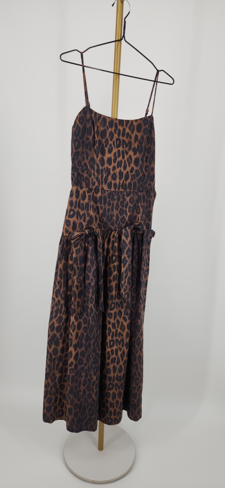 Damson Madder Persephone Leopard Drop Waist Midi Dress UK 6 NWT Broken Zip Fault
