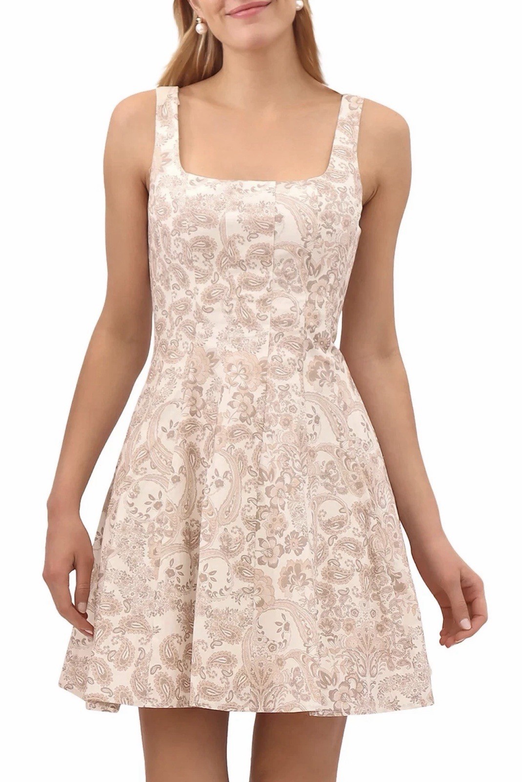 Bagatelle L103503 Bone Paisley Panelled Daisy Swing Dress Size L
