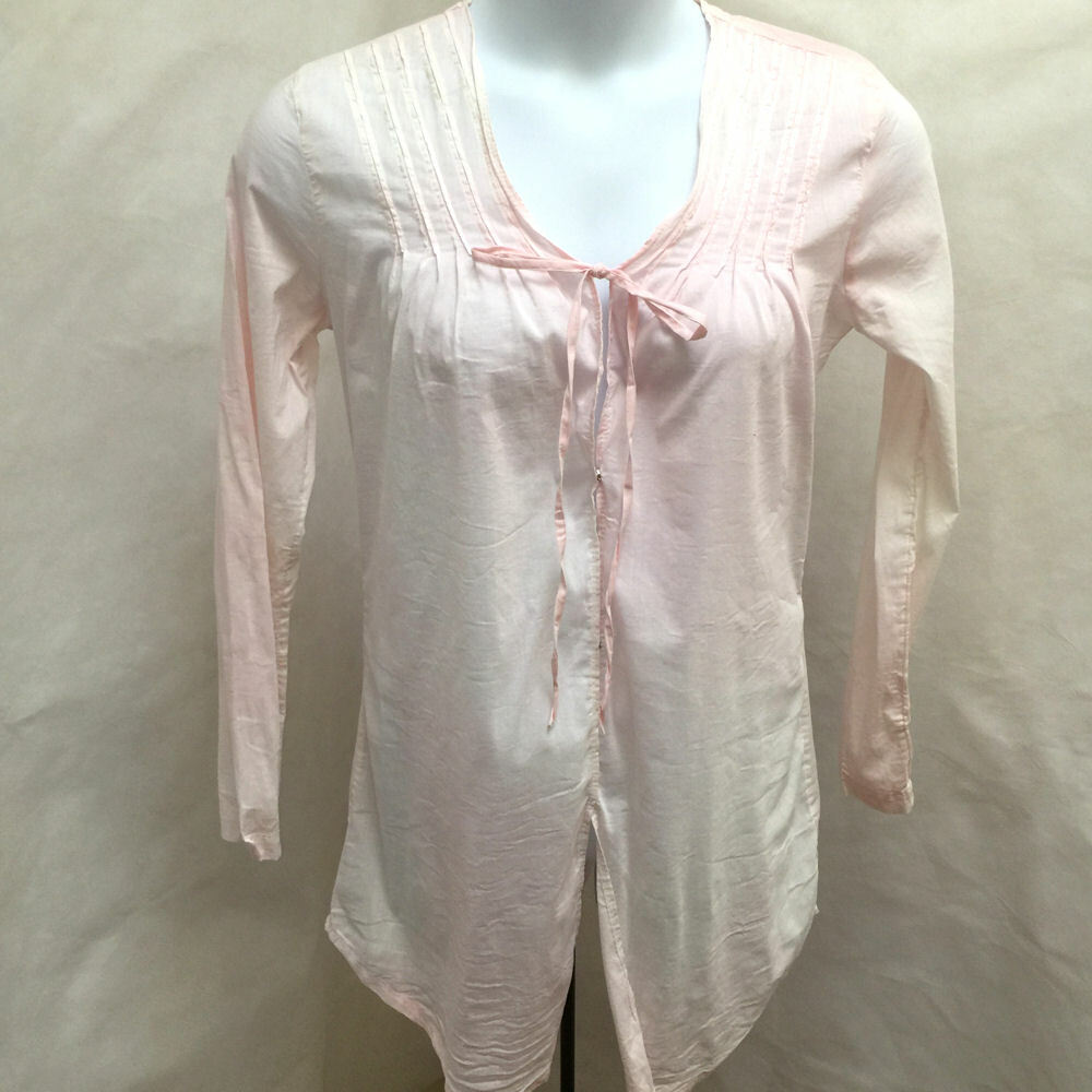 Athleta M Tunic Dress Coverup Pink Pintuck Lightweight Tie Neck