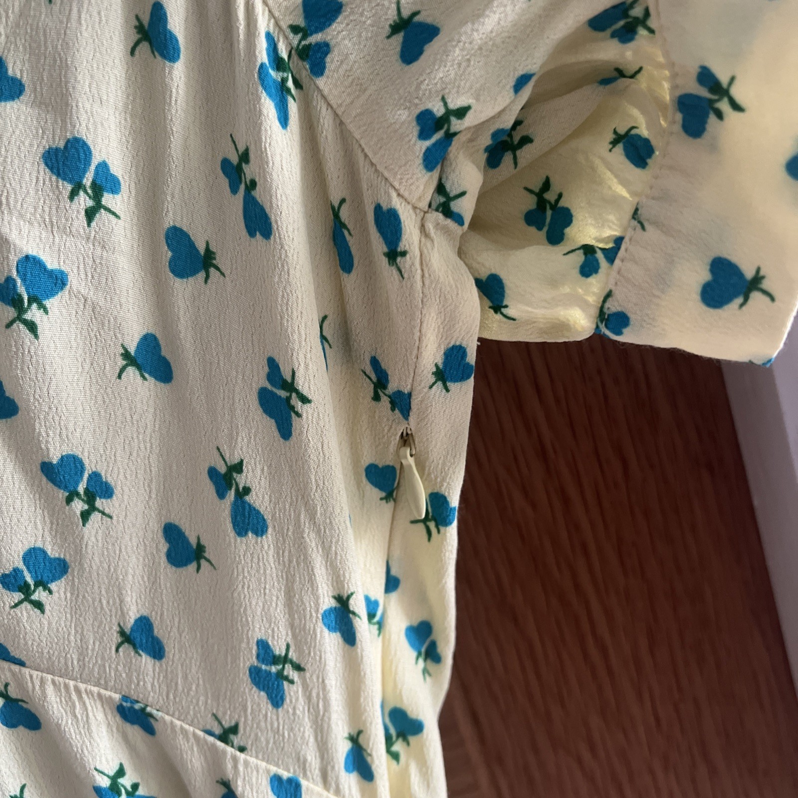 Marks & Spencer X Ghost Ditsy Print Tea Dress Size 18 Butter Yellow Blue Heart