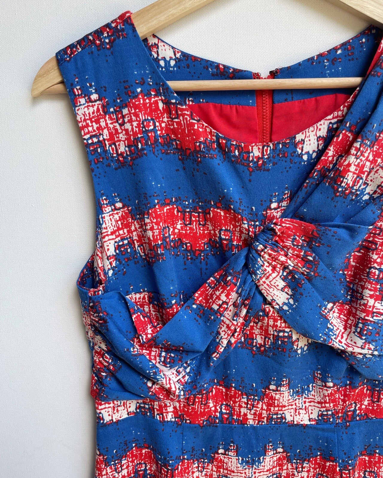 Tracy Reece Combo Twist Shift Red Blue Dress Size Bust 38 Inches