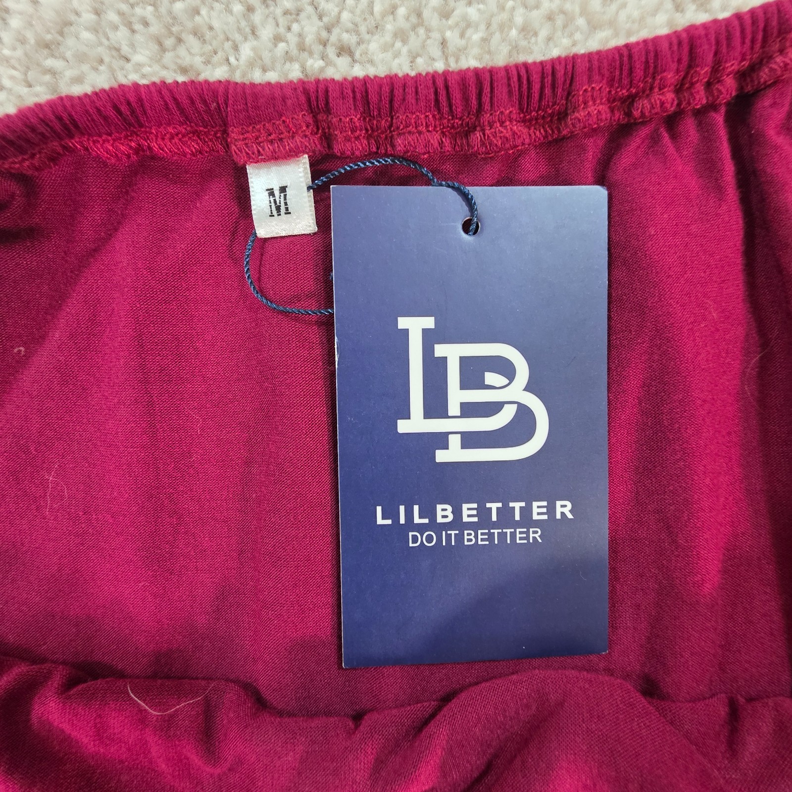 LILBETTER Women Off The Shoulder Ruffle Side Split Maxi Dress Wine Medium NEW