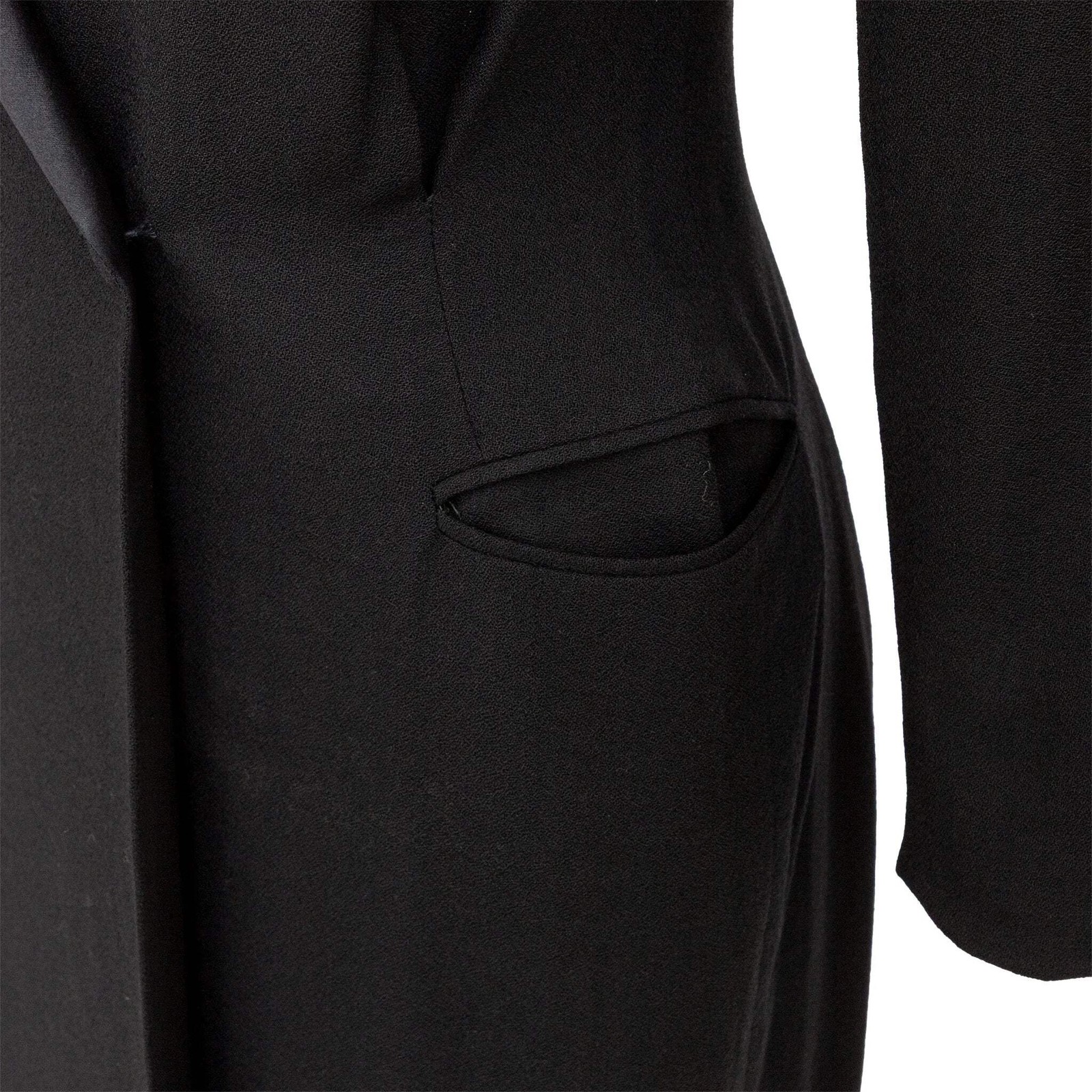 Ralph Lauren Black Wool Blazer Dress Satin Lapel 2000s Tailored Midi Dress