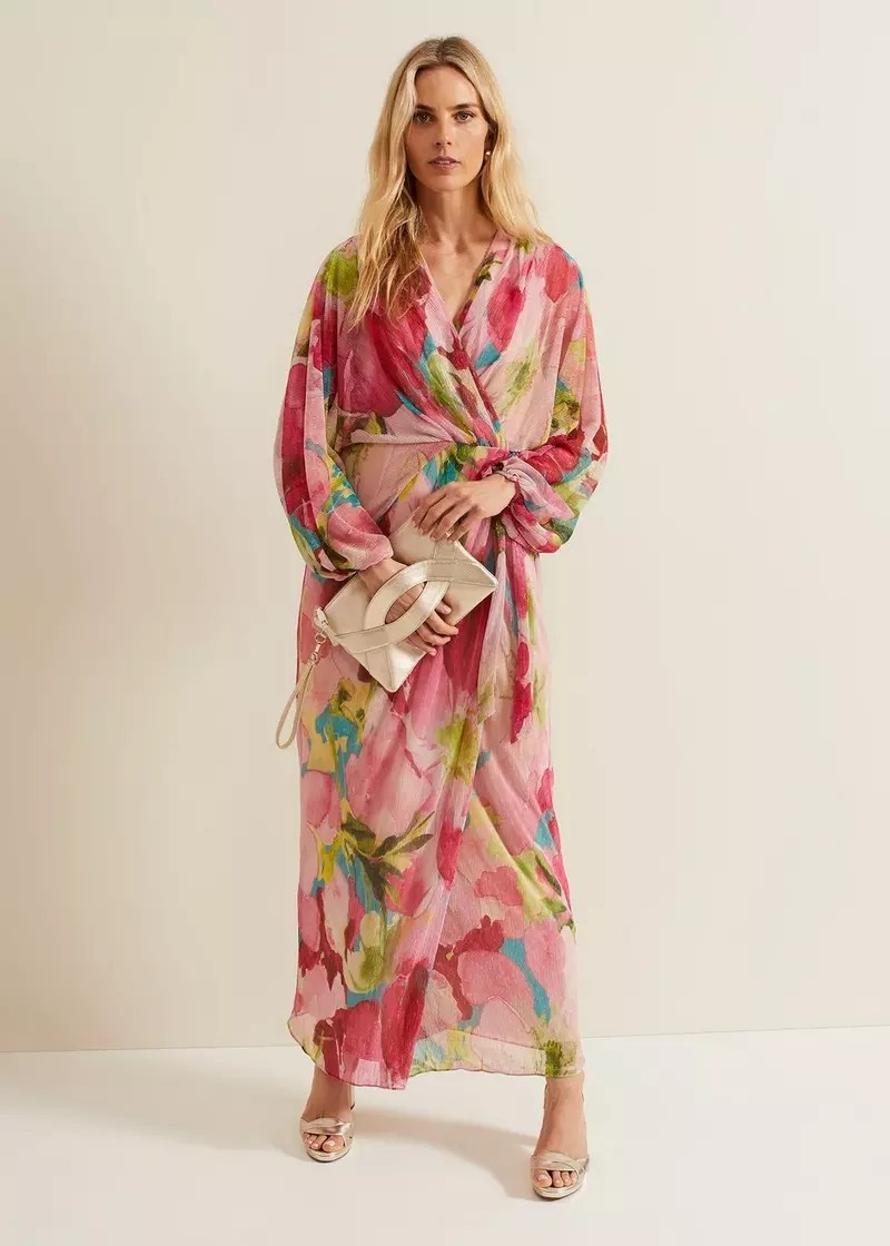 Phase Eight Cosmina Maxi Dress Pleat Shimmer Size Uk 20 BNWOT